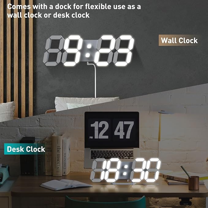 3D LED Digital Wall Clock/Desk Alarm Clock