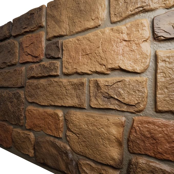 EverStone Cobblestone Faux Stone Panel, Rustic Roast Color