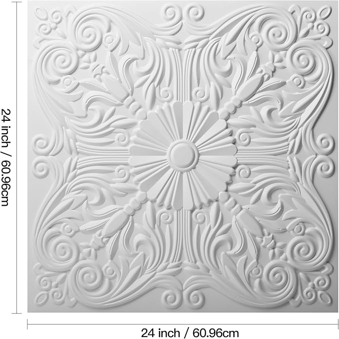 Art3d Drop Ceiling Tiles 24x24in., Wainscoting Panels Glue Up 2ft x 2ft
