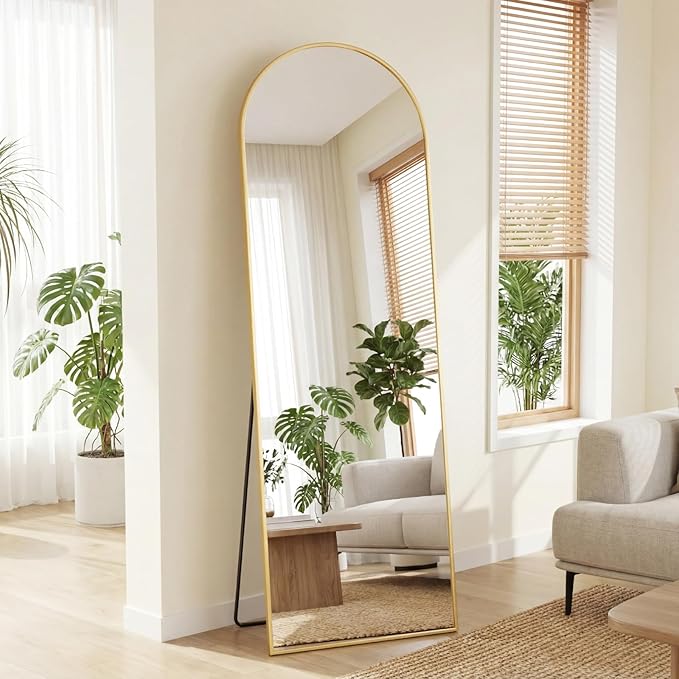 Sweetcrispy 58"x19" Arched Full Length Mirror, Leaning or Standing Full Body