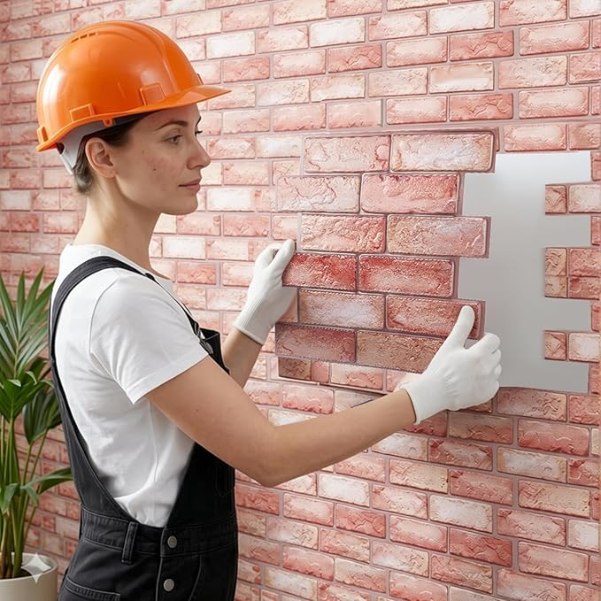 12PCS 3D Wall Panels Peel and Stick Foam Faux Brick Wall Panels, Self-Adhesive