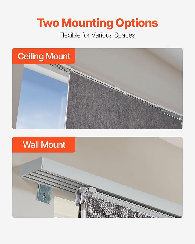 VEVOR Panel Track Blinds, Extendable Track from 45.8 in to 86 in W, Trimmable