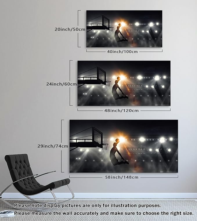 Muolunna BK06675 Basketball Sports Canvas Wall Art Picture 1 Panel Sports Painting Art Prints For Living Room Boys Room Office Wall Decor Artwork