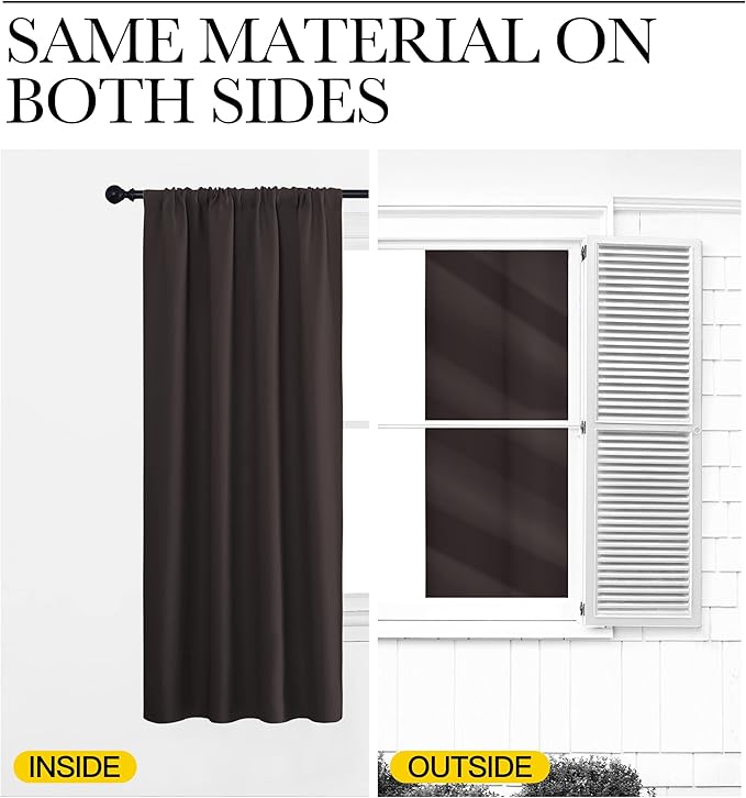 NICETOWN RV Blackout Curtains for Camper Windows, Toffee Brown, Short Blackout