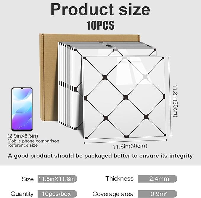 Chejiaye Peel and Stick Backsplash Tiles 10-Pack