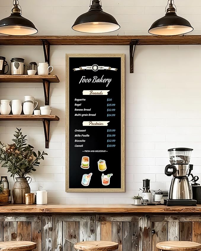 Magnetic Chalkboard for Wall, Long Chalk Board, Wall Hanging Menu for Restaurant