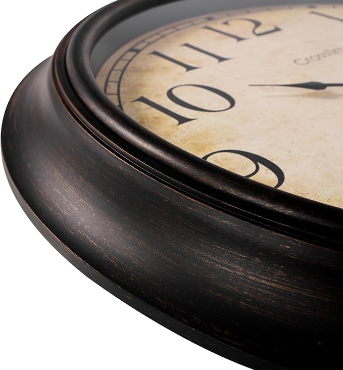 Crosstime 24 Inch Wall Clock Battery Operated Silent Round Vintage Large Wall
