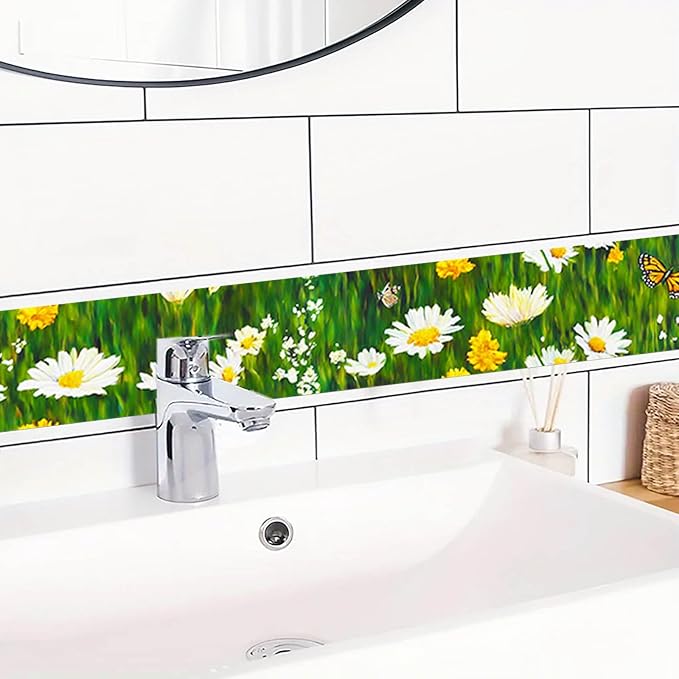 IVN Wallpaper Border Peel and Stick Decorative Wall Trim Self Adhesive Daisy