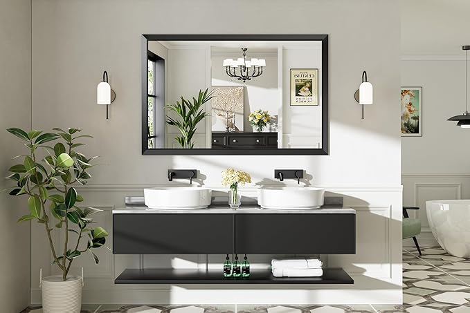 Briivue 55x36 Inch Black Bathroom Mirror