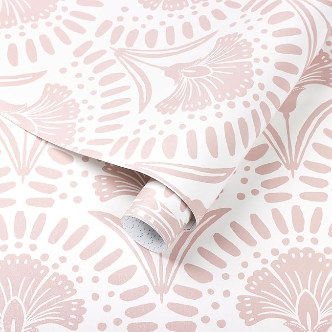 Timeet 17.7 in × 78.7 in Boho Peel and Stick Wallpaper Pink Floral Contact