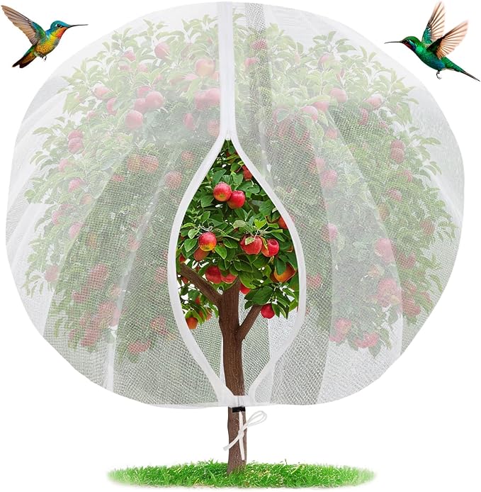 Mckanti 8.2 x 6.6 ft Fruit Tree Netting with Zipper and Drawstring for Garden, Bird Netting Covers for for Fruit Trees to Prevent Squirrels, Birds ï»¿