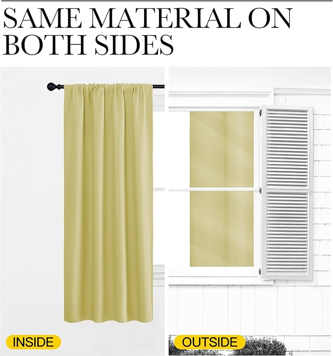 NICETOWN Kitchen Curtains, Short Blackout Drapes, Paler Yellow, Thermal