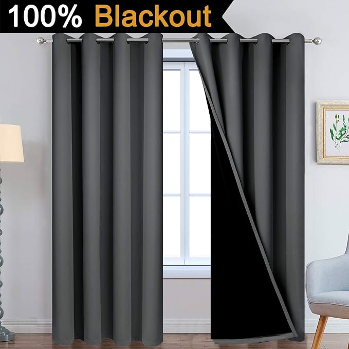 Yakamok Full Shade Curtain Panels, Heavy Duty Lined Curtains 90 Inches Long