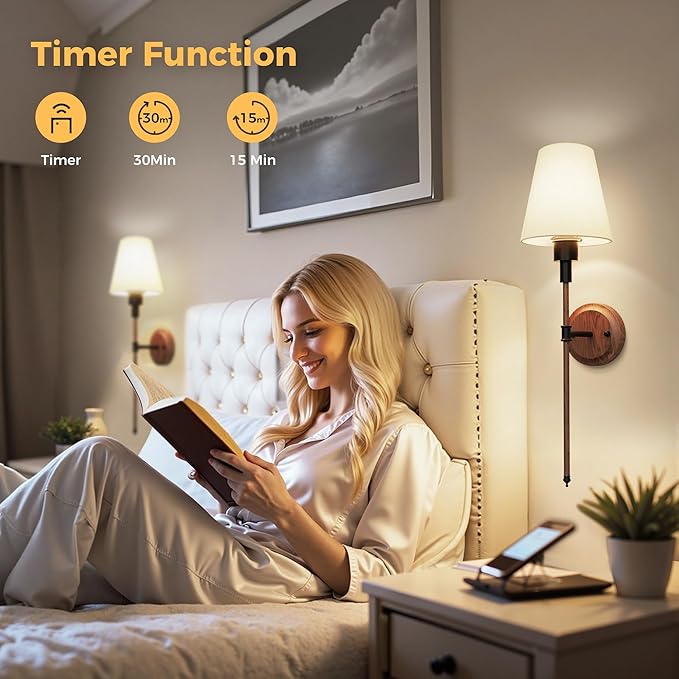 DORESshop Battery Operated Wall Sconce Set of 2, Wireless Wall Light Easy to