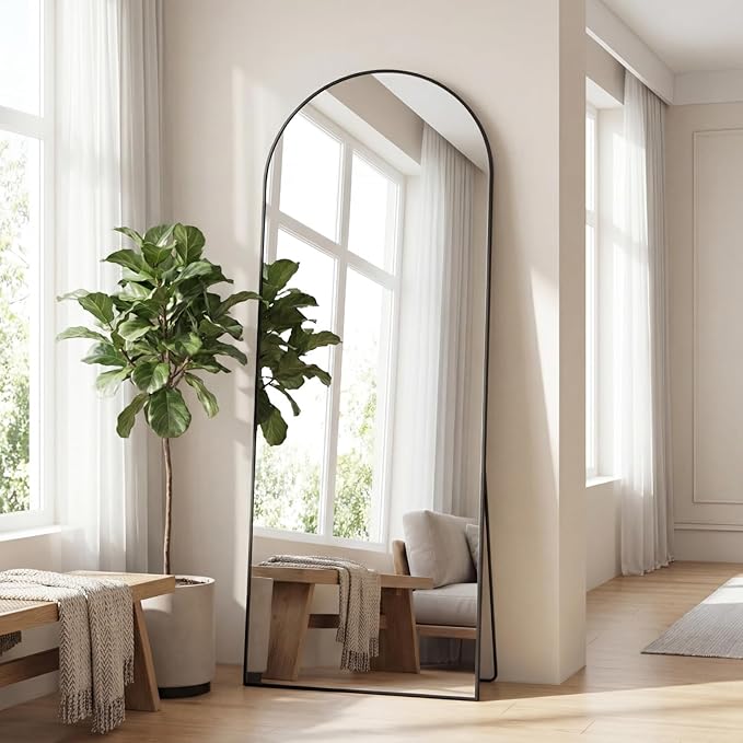 Sweetcrispy 65"x24" Arched Full Length Mirror, Leaning or Standing Full Body