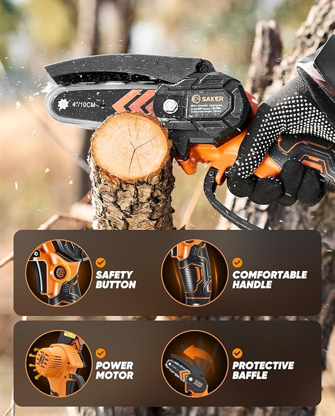 Saker Mini Chainsaw,2026 New Upgrade Portable Electric Chainsaws Cordless,Small Handheld Chain Saw Pruning Shears Chain Saws for Tree Branches,Courtyard and Garden