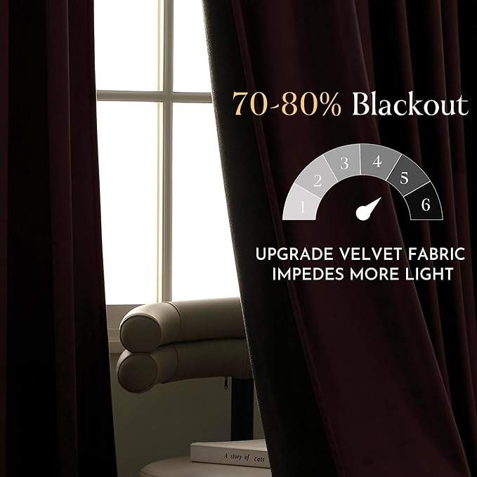 NICETOWN Dusty Rose Pink Velvet Curtains 84 inches Long- Blackout Curtains