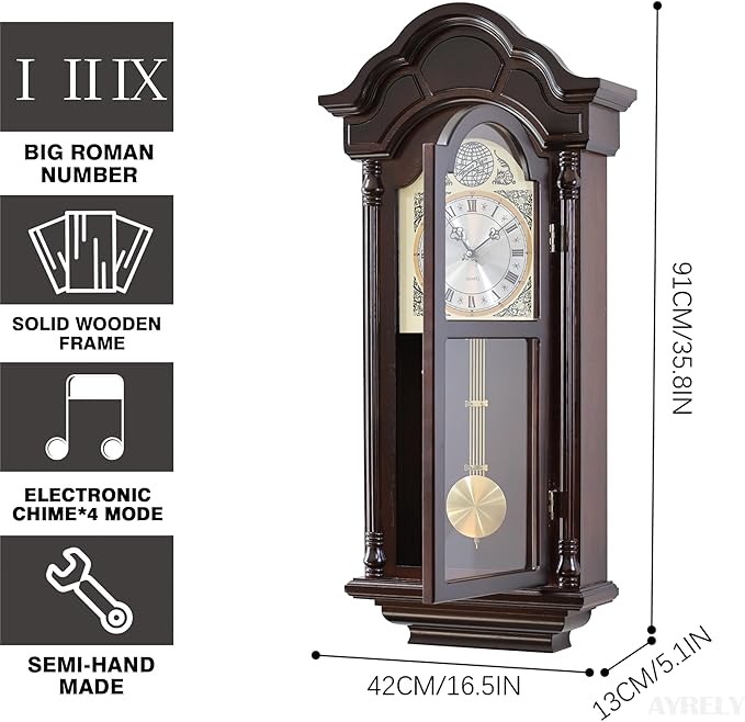 AYRELY® 36IN Big Grandfather Vintage Wall Clock