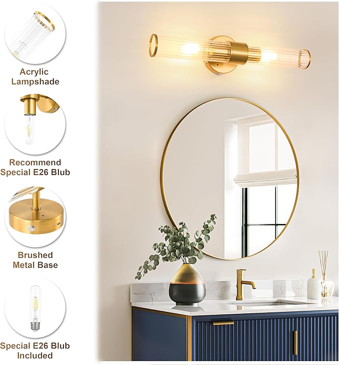 Morauroral Gold Battery Operated Wall Sconces Set of Two, Rechargeable Wall