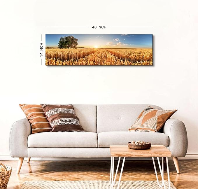 Sunset Forest Wall Art Nature Wheat Field Landscape Pictures Wall Decor