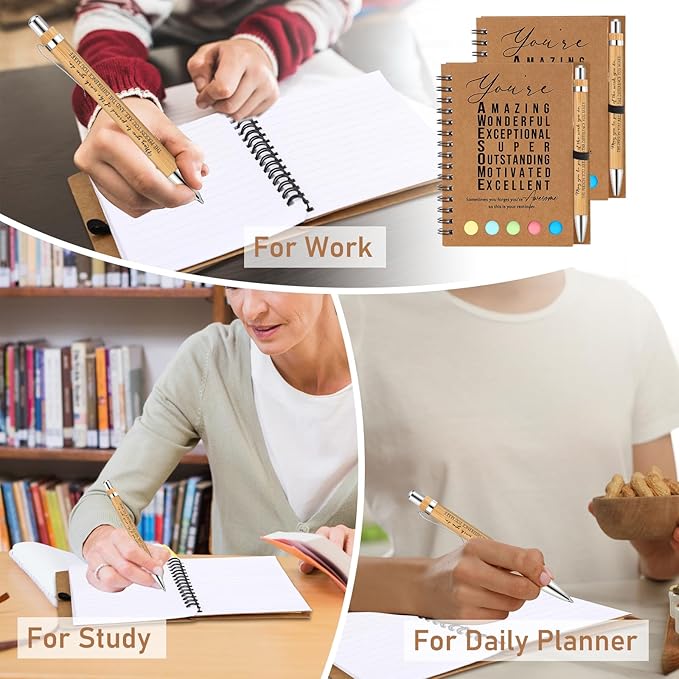 Jetec Inspirational Notebooks Bulk Spiral Notebook with Sticky Notepad Motivational Pens Valentines Day Gifts for for Employee Coworker Nurse Staff Teacher Nurse Volunteer(50 Sets,Amazing)