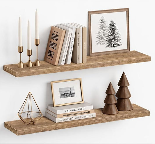 Harwaya Light Wood Floating Shelves