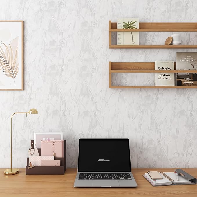 YENHOME Velvet Wallpaper Peel and Stick Textured 17.7"X200" White Velvet Peel