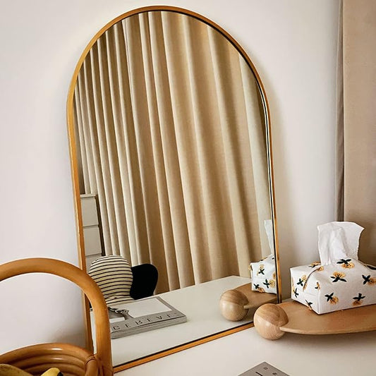 HARRITPURE 2Pcs Arched Bathroom Mirror Wall Mounted Mirror Aluminum Alloy Frame