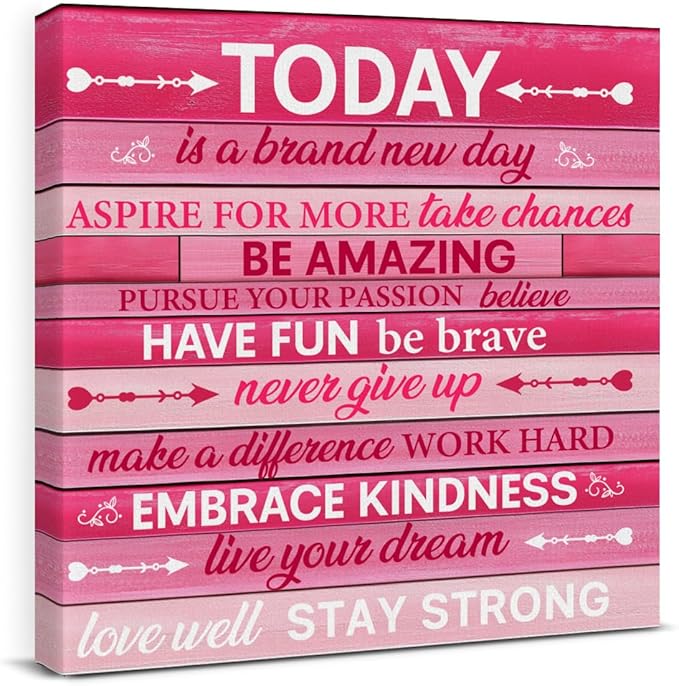 Pink Wall Decor, Inspirational Office Wall Art