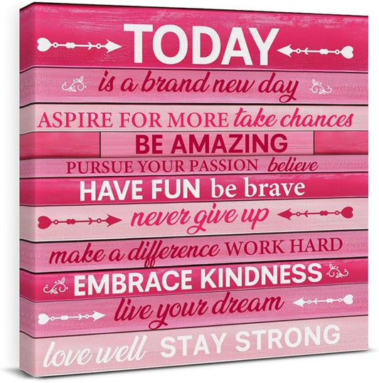 Pink Wall Decor, Inspirational Office Wall Art