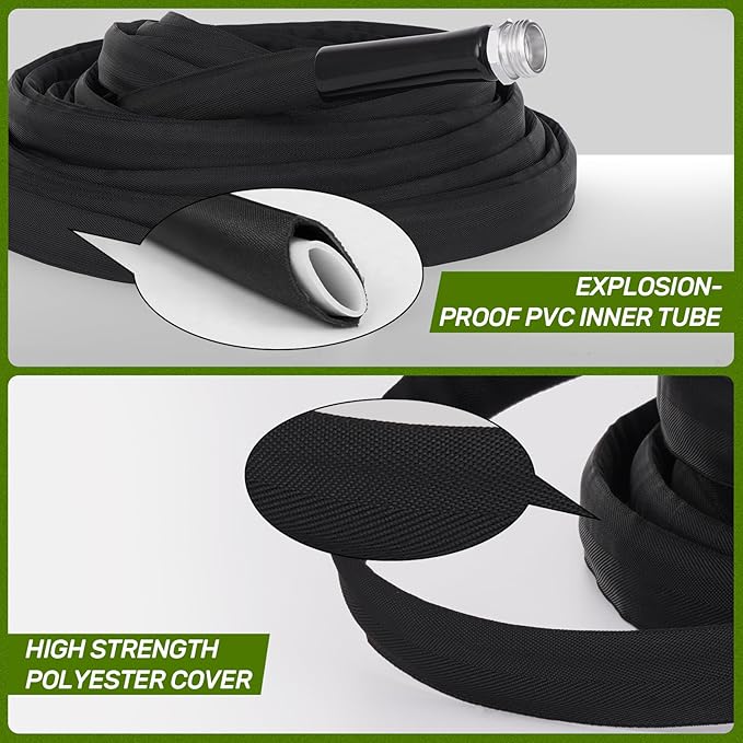 Garden Hose 100ft Non-Expandable,Lightweight,Premium Flexible, Kink-Resistant Design, Extra Durable & Leakproof with Solid Fittings, Easy Coil Storage for Car,Lawn,Pet&Outdoor Using (100FT)