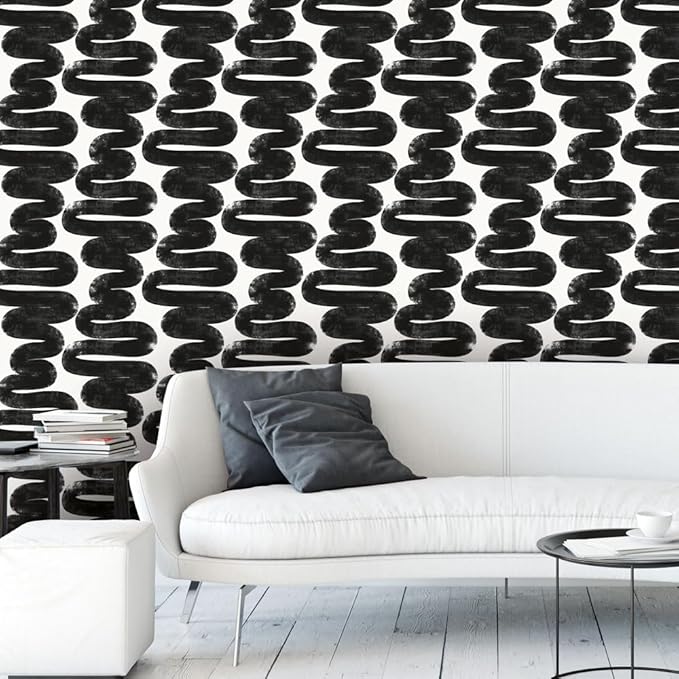 Tempaper x Bobby Berk White & Black Wiggle Room Removable Peel and Stick