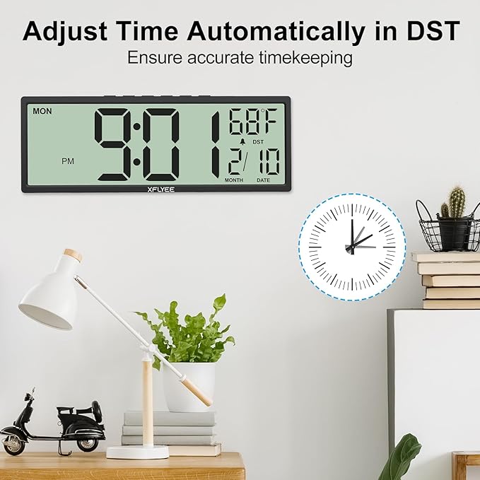 14.5'' Large Digital Wall Clock Battery Operated