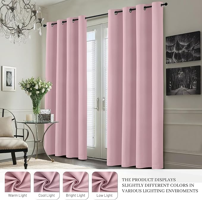 Yakamok 100% Blackout Curtain Panels 63 inches Cold and Light Blocking Drapes