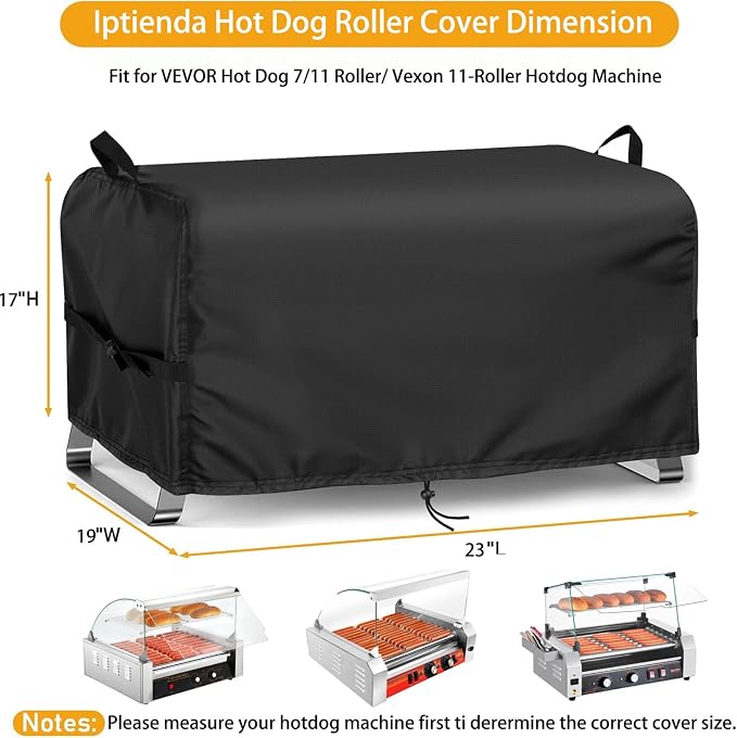 Hot Dog Roller Cover for VEVOR Hot Dog 7/11 Roller, 23inch Hot Dog Grill Cover for Vexon 11-Roller Hotdog Machine, Hotdog Cooker, Warmer,Maker,Toaster-23 L x 19" W x 17" H