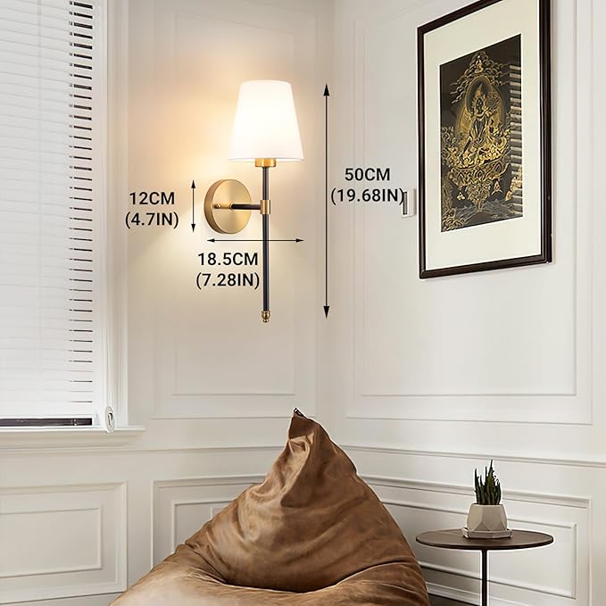 Peel and Stick Wall Sconces, Stick On Wall Sconce Set of 2, Battery Operated