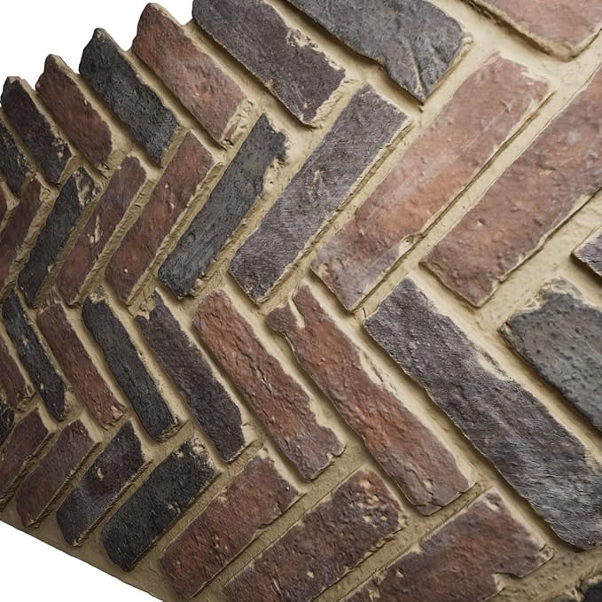 EverStone Herringbone Faux Brick Panel, 46 1/2"W x 25 1/4"H x 1"D, Horizon Color
