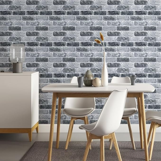 COMSTICKC 3D Faux Gray Brick Wall Panel Peel and Stick, Designed