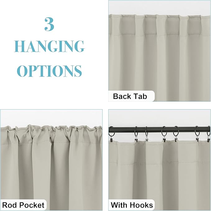 RYB HOME Blackout Curtains for Kitchen, Privacy Thermal Insulating Small Winow