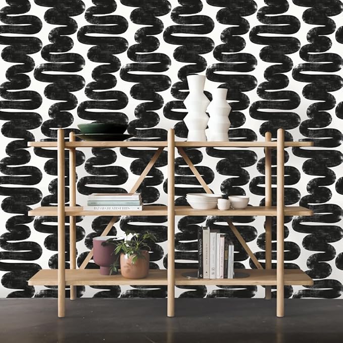 Tempaper x Bobby Berk White & Black Wiggle Room Removable Peel and Stick