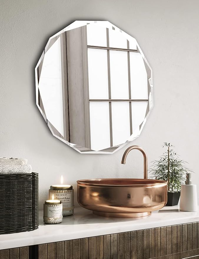Bathroom Mirrors for Over Sink, Round Frameless Mirrors for Wall, 20x20 Inch