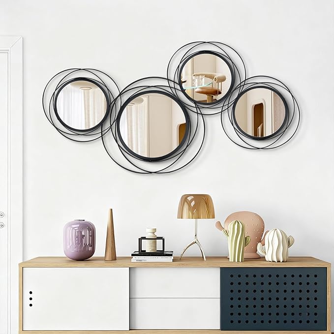 4 Set. Circle Mirrors for Wall Decor for Living Room Bedroom Bathroom Entryway