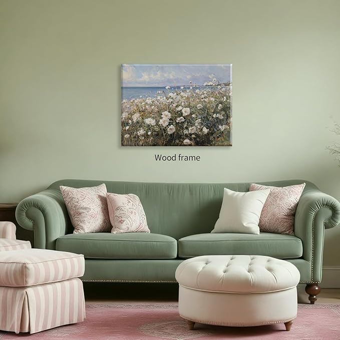 Nature Landscape Wall Art Coastal Wildflower Poster 12X16 inch Framed French