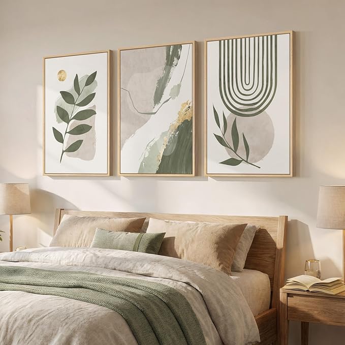 3 Piece Large Framed Abstract Boho Wall Art