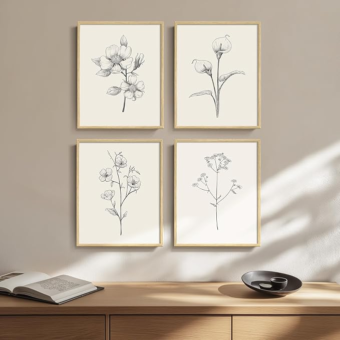 Framed Botanical Wall Art for Bathroom