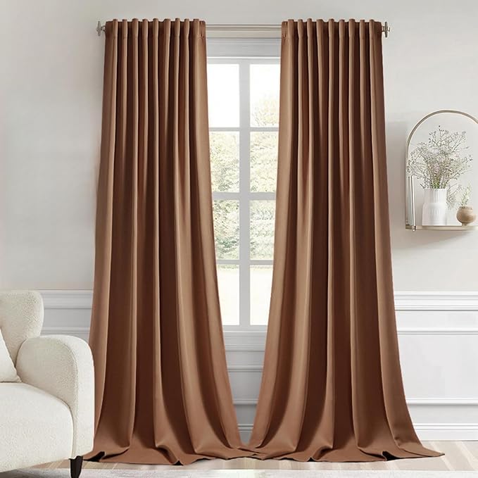 MIULEE Back Tab Blackout Curtains 108 Inch Long 2 Panels Set