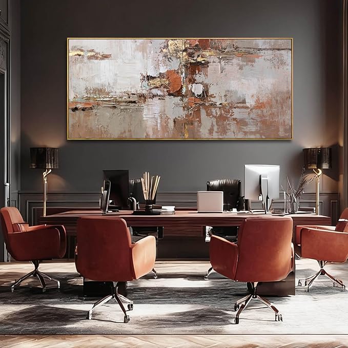 Brown and Gold Canvas Wall Art Colorful Abstract Minimalist Framed Prints