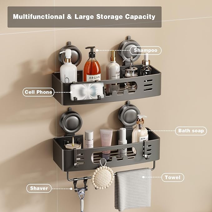 Voldra Shower Caddy Suction Cup, Shower Shelves