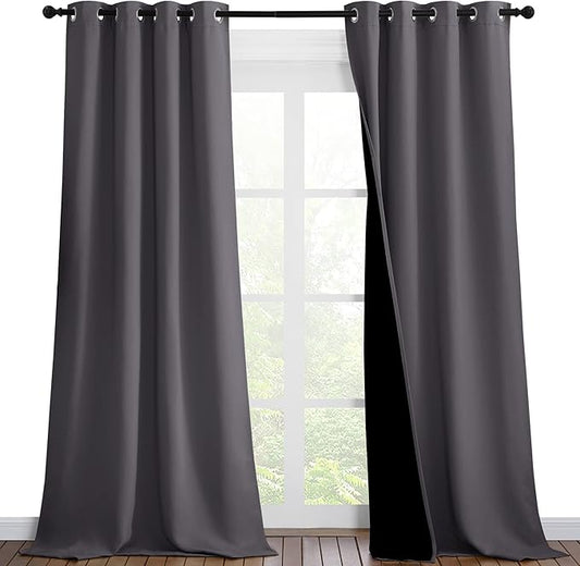 NICETOWN Grey Full Shade Curtain Panels, Pair of Thermal Insulated & Energy