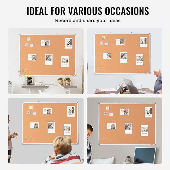 VEVOR 48"x36" Large Cork Board – Wall-Mounted Bulletin Board